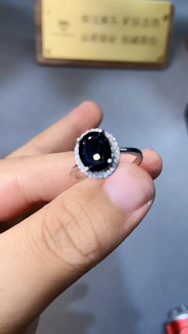 【闪购商品】蓝宝石戒指银S925镶嵌321黑