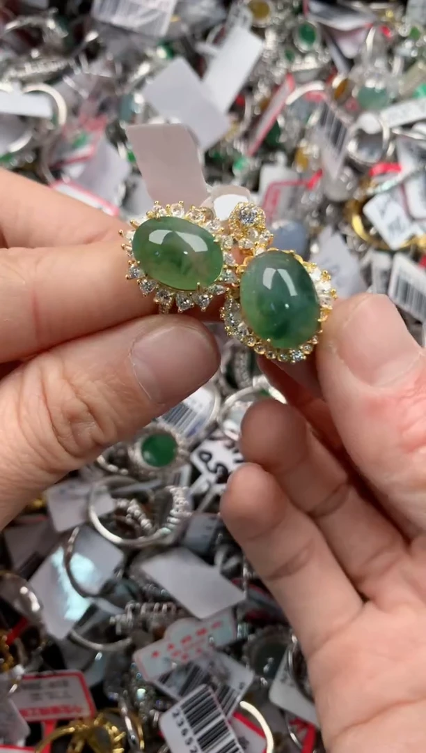 银S925镶嵌戒指翡翠555   3