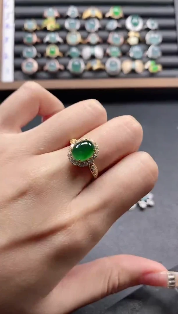 银S925镶嵌戒指翡翠51511