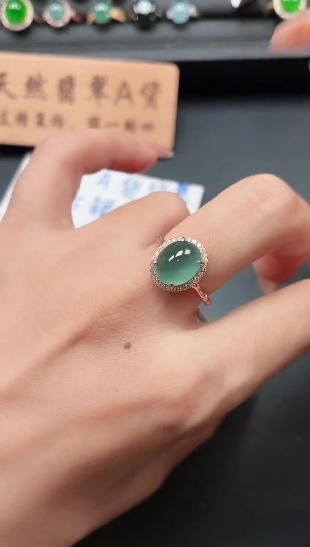 银S925镶嵌戒指翡翠111