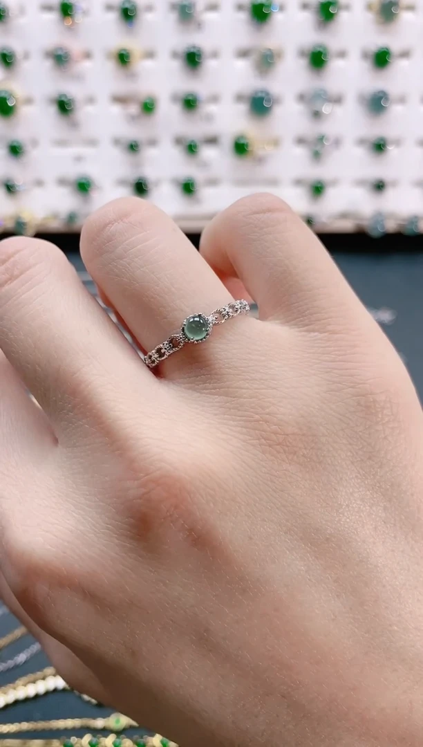 【闪购商品】翡翠戒指银S925镶嵌天然翡翠