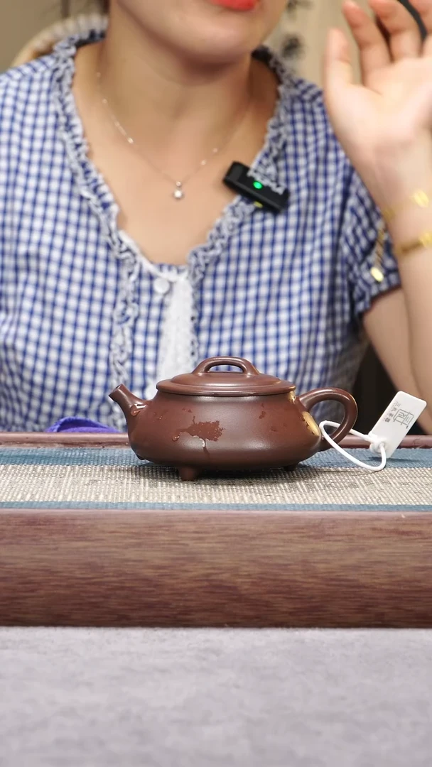 茶壶紫砂紫泥三足石瓢