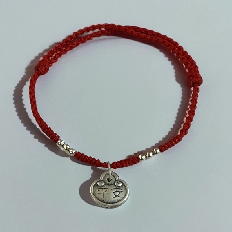 非金属锦纶手链 平安锁复古手绳脚绳编简约情侣通体调节