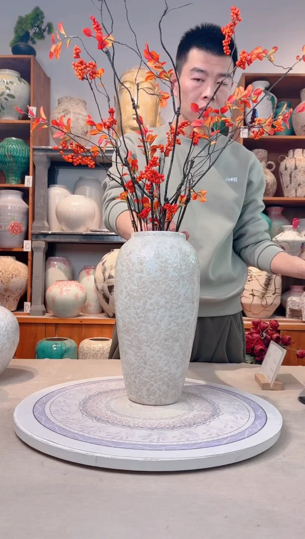 瓶陶瓷花瓶  无花 8支干支 加 茶白 大号花瓶