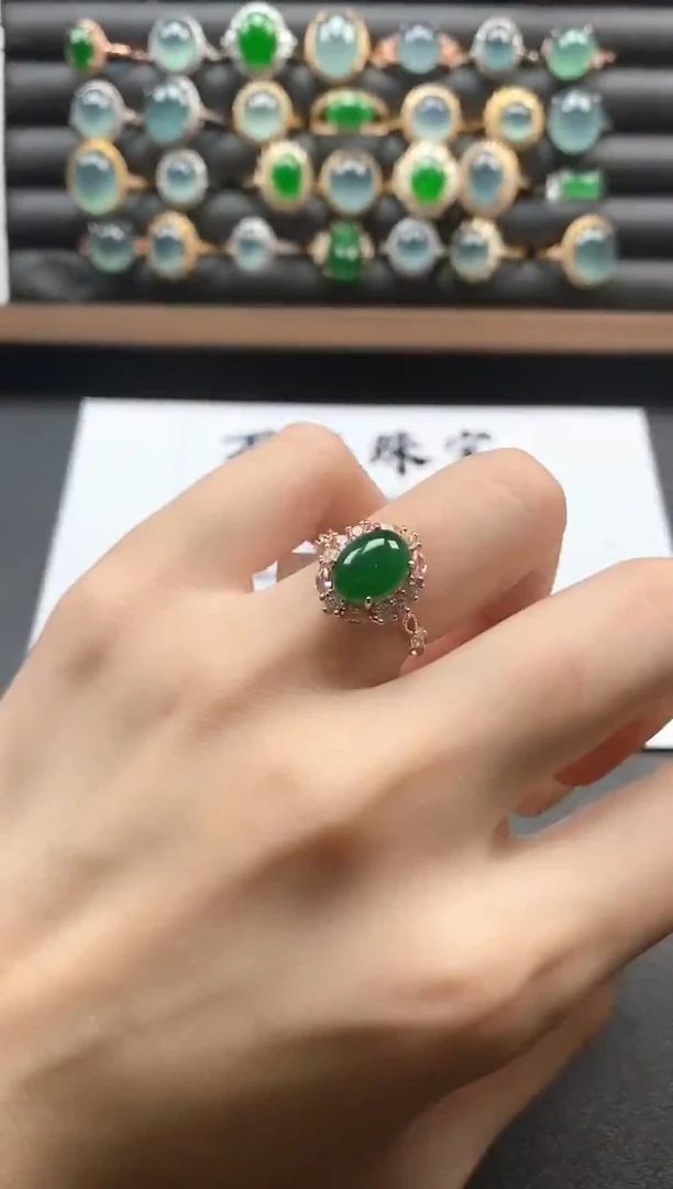 银S925镶嵌戒指翡翠51511