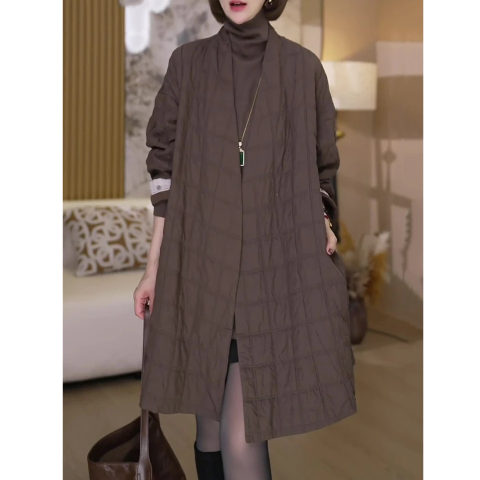 时尚韩版休闲棉服女2025秋冬新款轻奢气质宽松显瘦百搭中长款外套