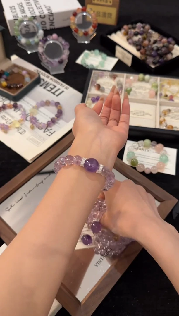 合金手链水晶紫水晶x3270