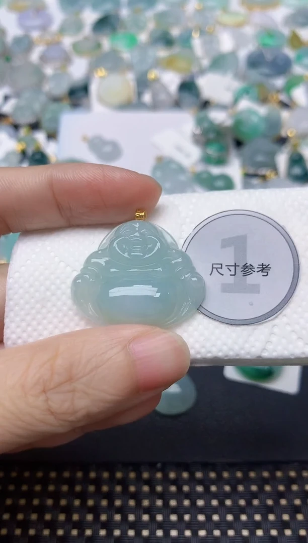 颈饰18K金镶嵌翡翠天然缅甸A货翡翠