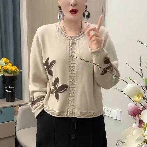 春款开衫针织衫气质减龄中老年妈妈装2025新款宽松显瘦大码打底衫