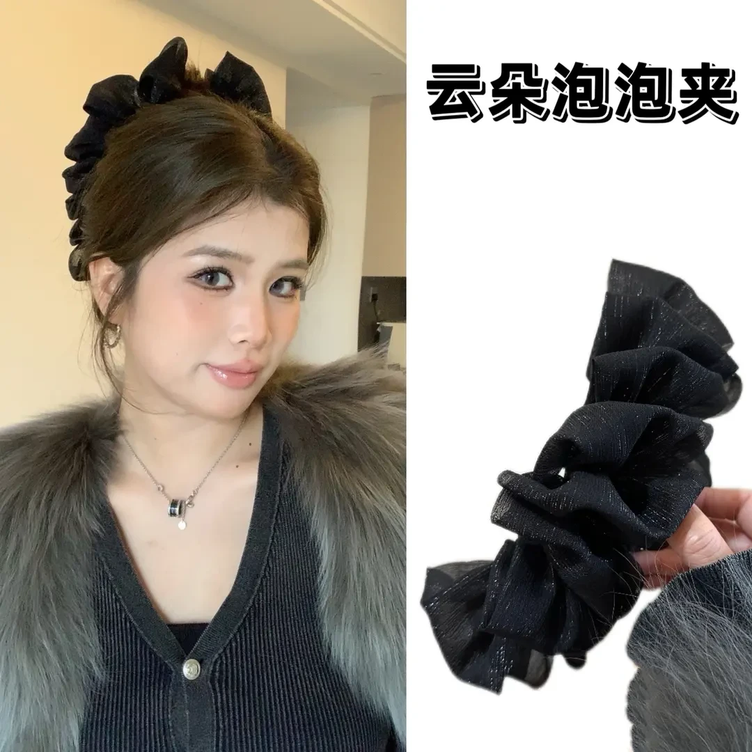 高颅顶花苞头~云朵加长版泡泡夹简约高级感后脑勺抓夹