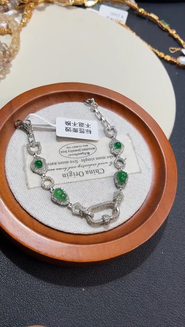 吊坠(不含链)银S925镶嵌翡翠手链