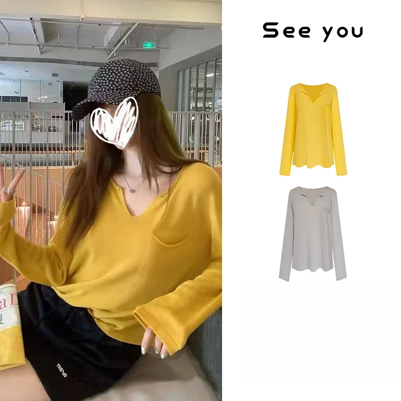 轻薄透氣时尚百搭宽松小众薄款针织罩衫F1192