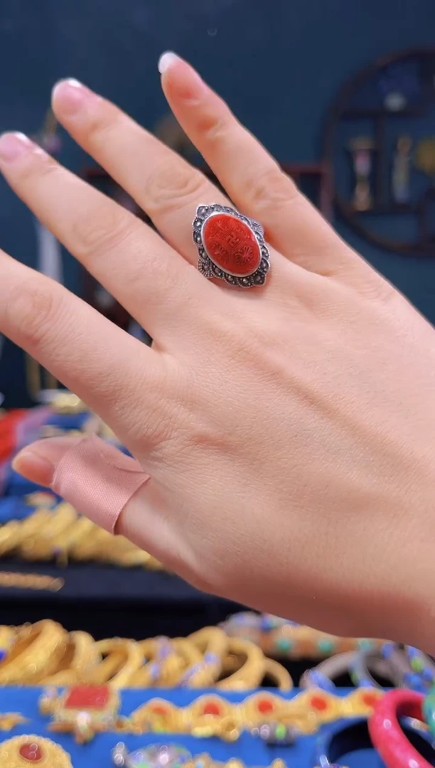 【闪购商品】非遗技艺 雕漆大师戒指 万字