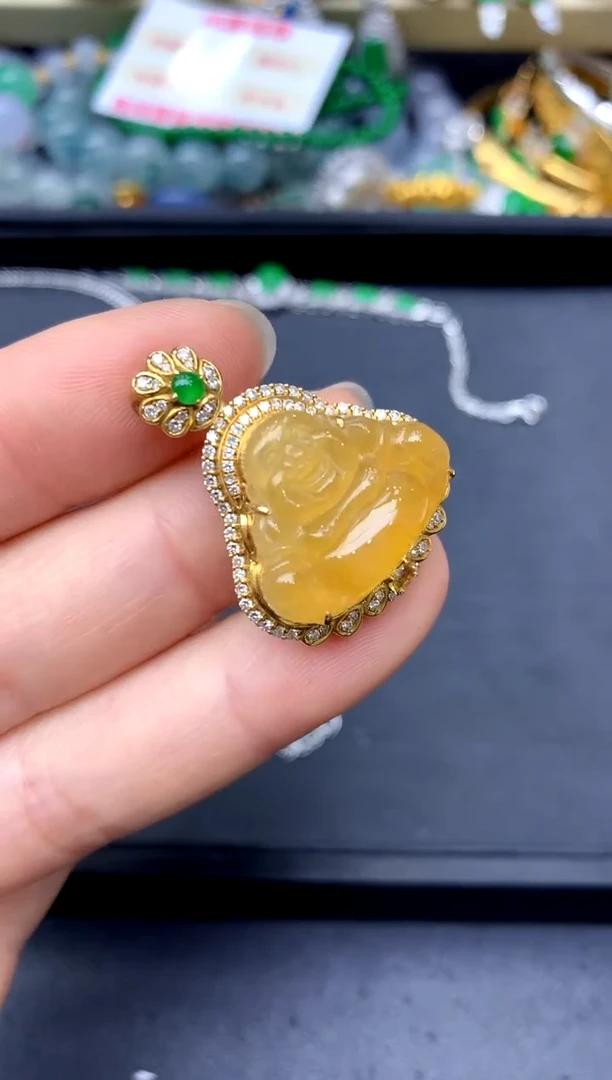 颈饰18K金镶嵌翡翠418 -中国好珍宝