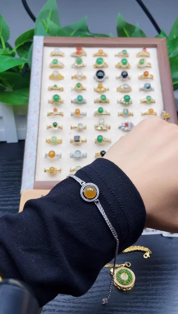 银S925镶嵌手链翡翠12