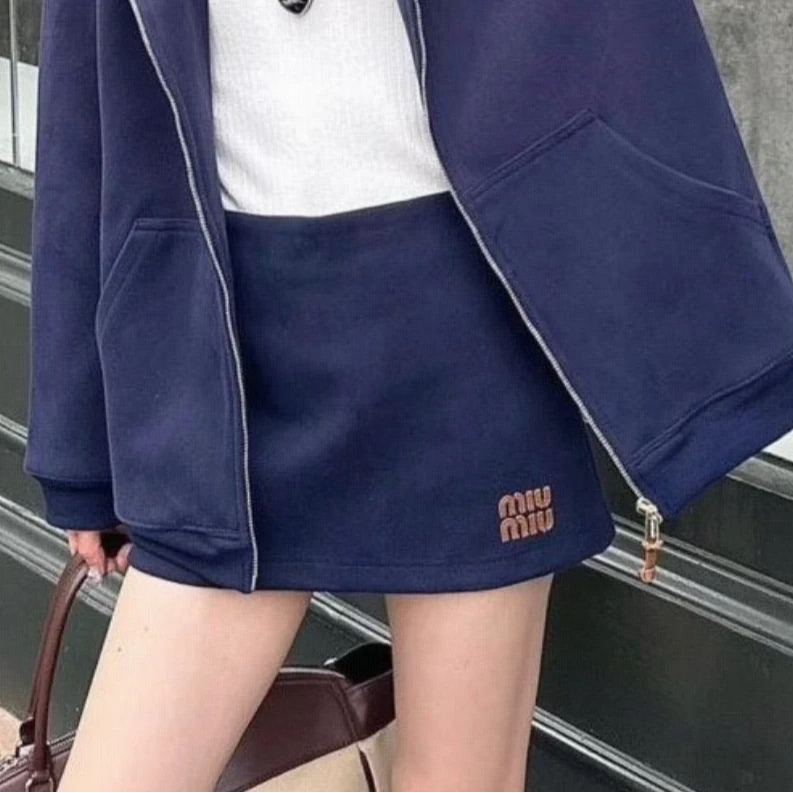 全新未使用 MIU MIU/缪缪 24早春半裙 蓝色/36