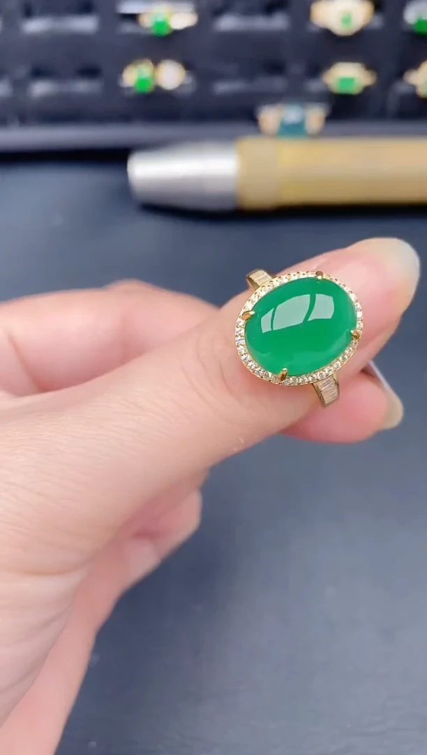 银S925镶嵌戒指翡翠天然a货翡翠269