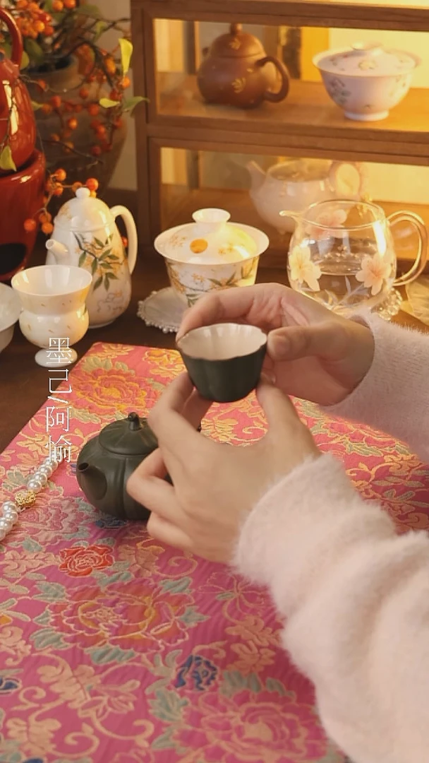 青松霜-落梧海棠茶杯