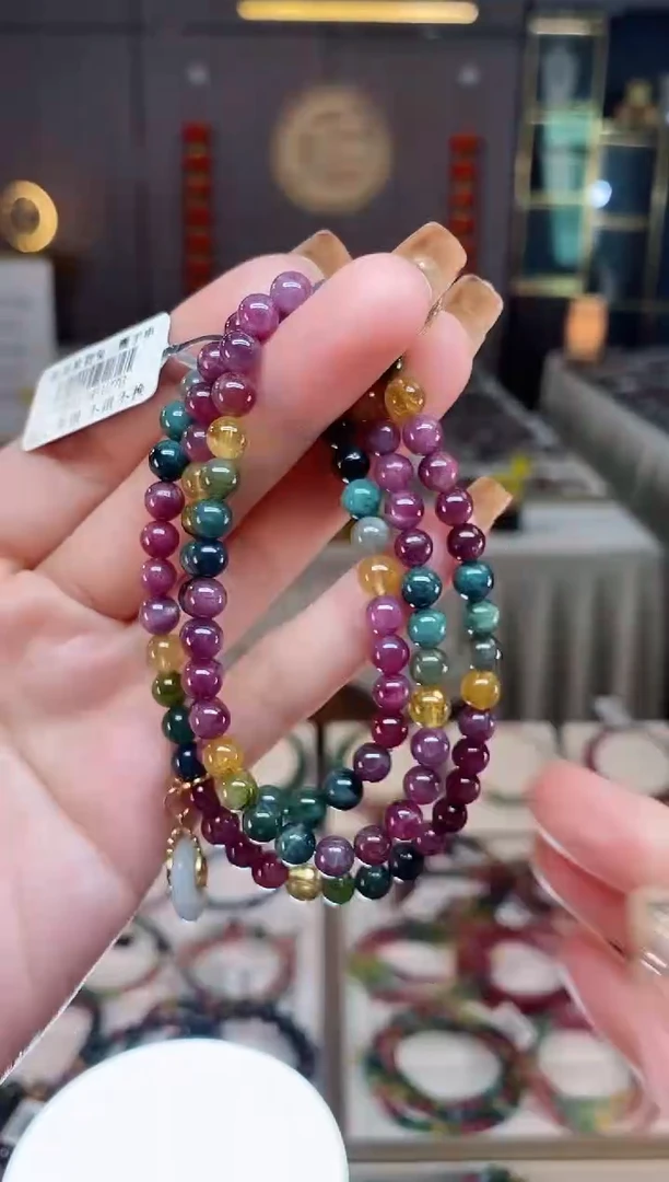 未镶嵌老矿碧玺三圈手串5mm+碧玺dan多样性发货一条