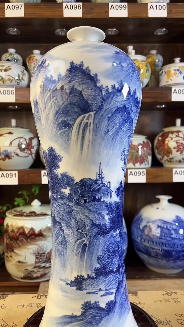 【闪购商品】纯手工手绘精工山水花瓶