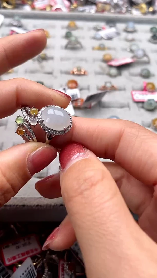 【闪购商品】翡翠戒指银S925镶嵌555555   8