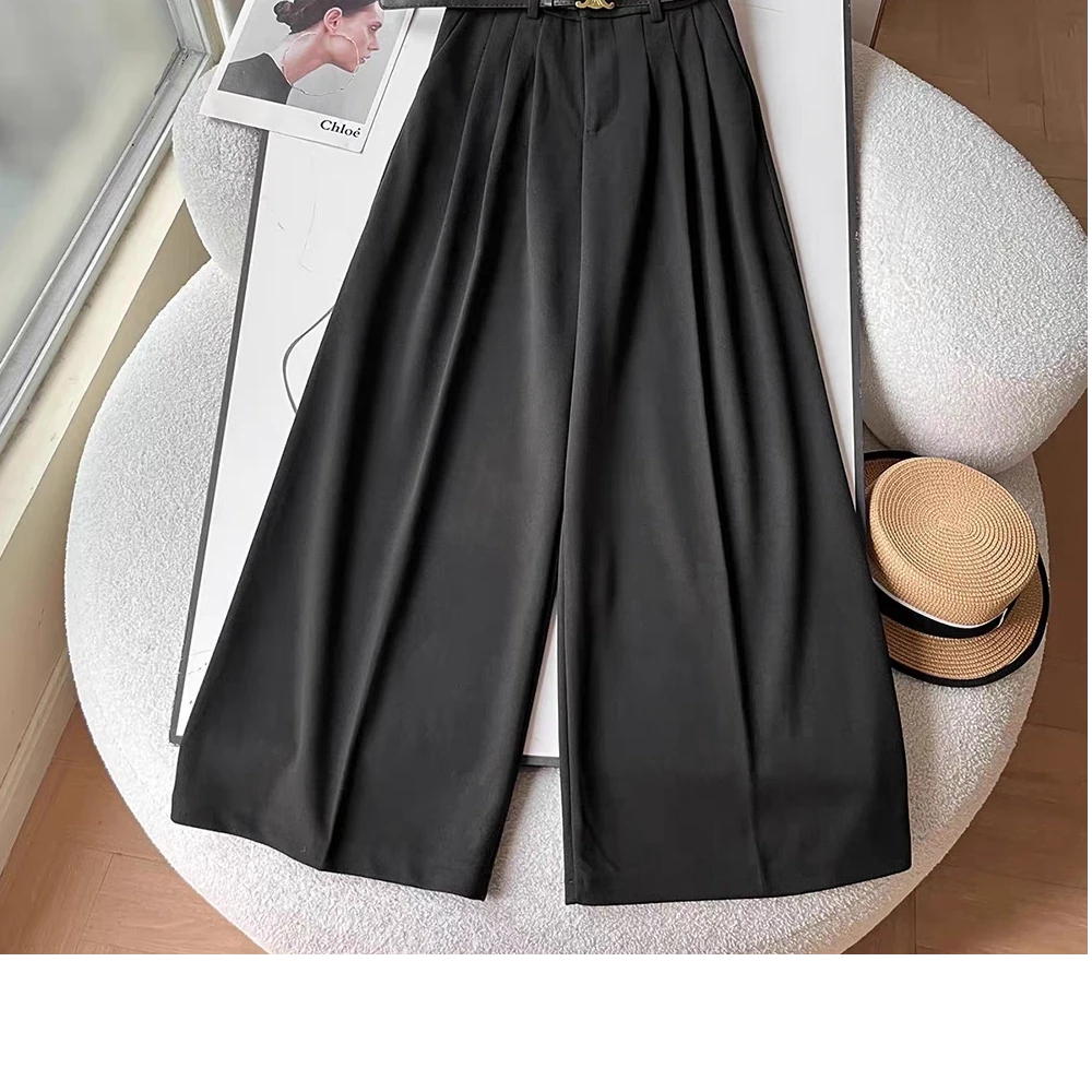 66060#显瘦韩版垂坠休闲裤高腰百搭薄款垂感宽松拖地裤