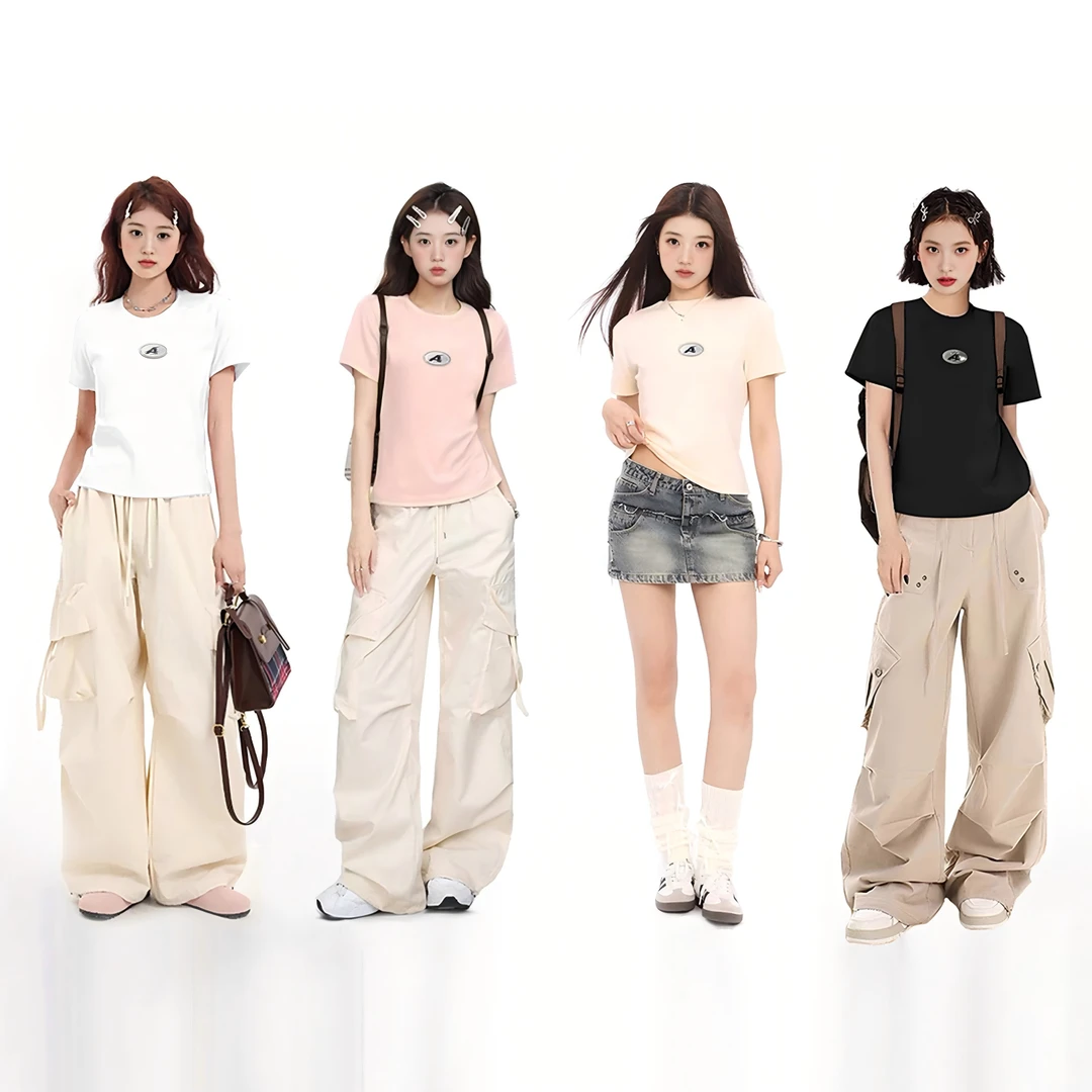 门店29&9！多巴胺T恤」高磅全棉个性字母印花圆领短袖上衣女 C23013