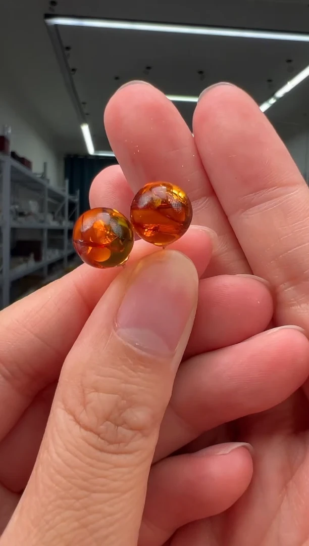 银S925镶嵌琥珀耳饰多样性拍一发一