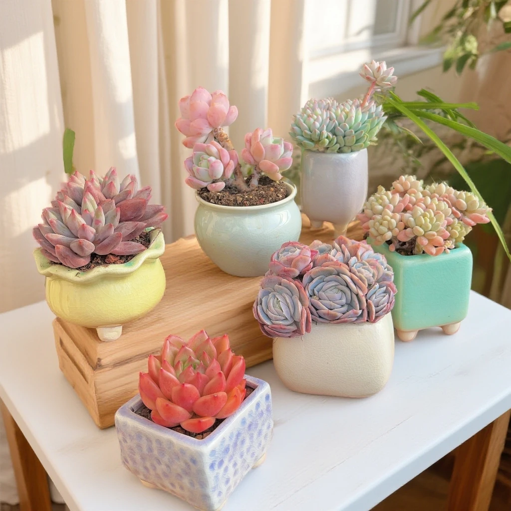 7#陶瓷盆多肉11号组合】新手多肉精美盆栽组合6棵精品多肉基地批发