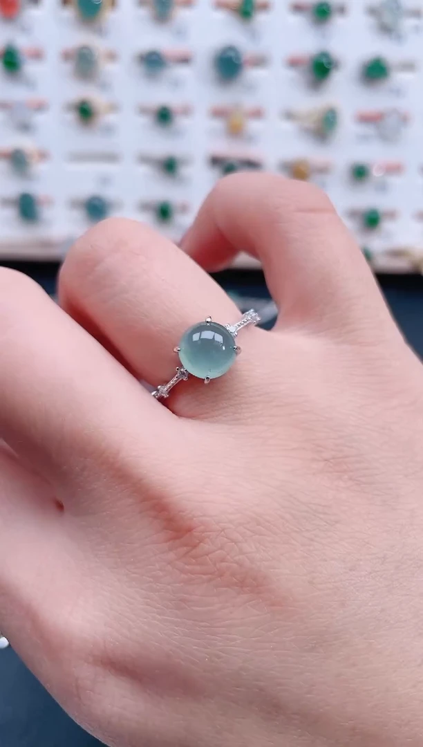 银S925镶嵌戒指翡翠天然翡翠