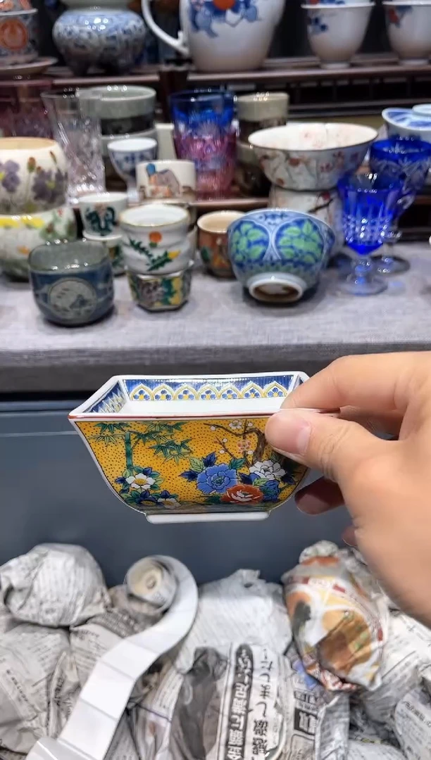 瓷片全新四方小钵