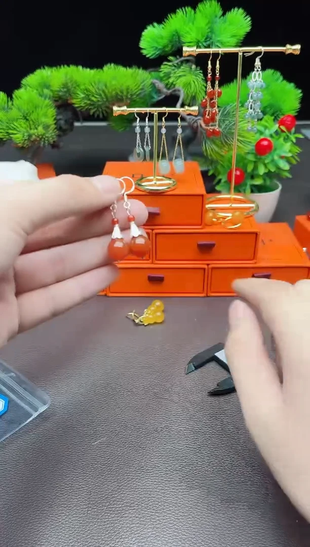 玛瑙/玉髓耳饰银S925镶嵌713000
