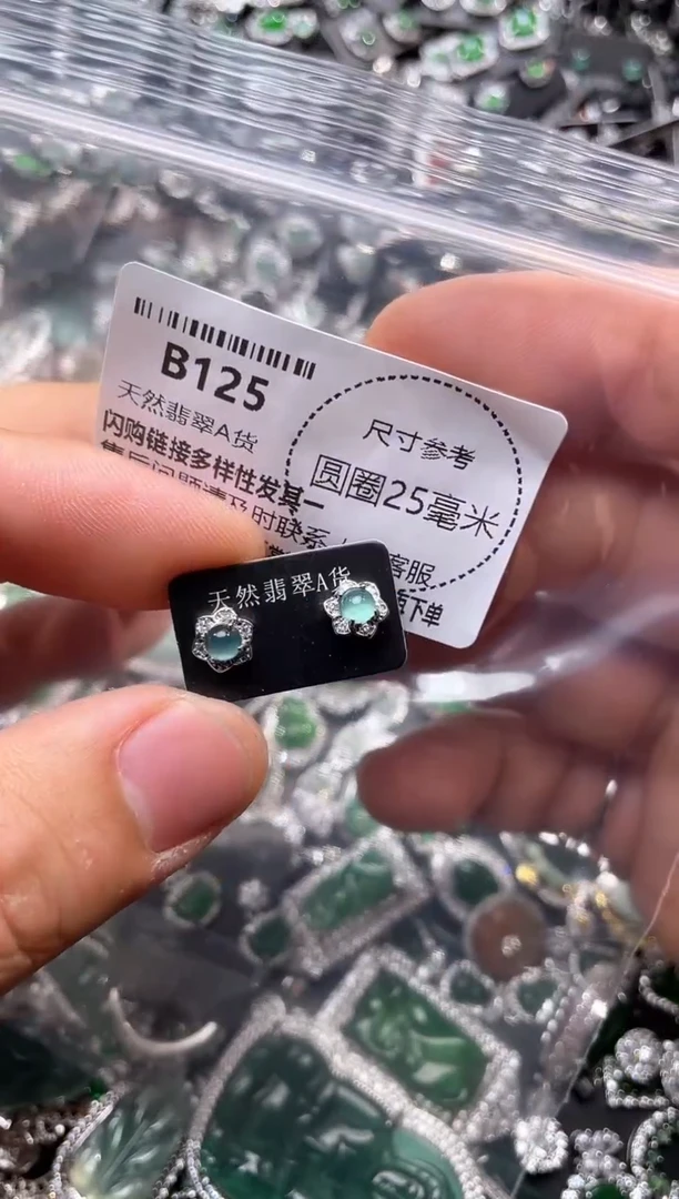 翡翠未镶嵌颈饰B125耳钉