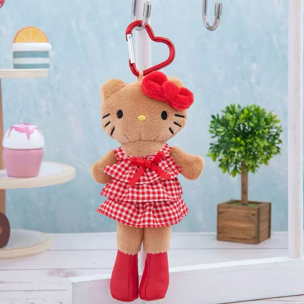 【台北限定】Hello Kitty 新款红色格子长腿Kitty钥匙扣玩偶