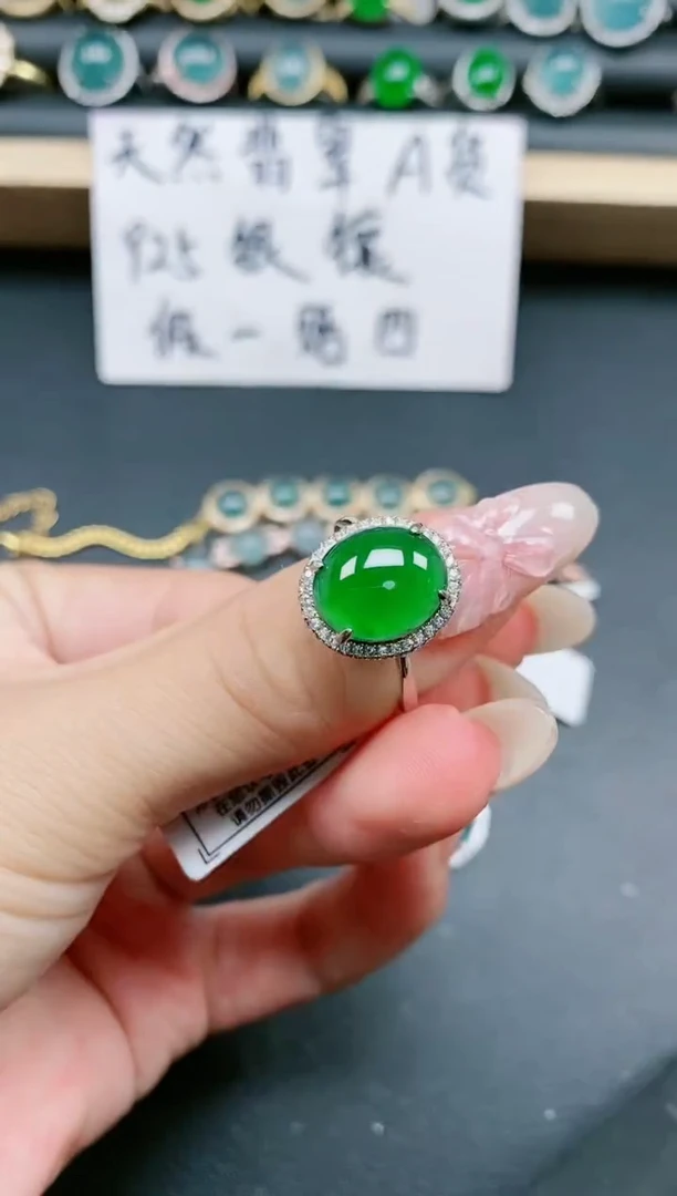 翡翠戒指银S925镶嵌111111