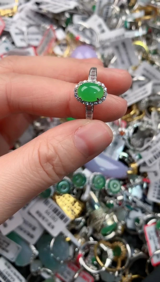 银S925镶嵌戒指翡翠8                  1