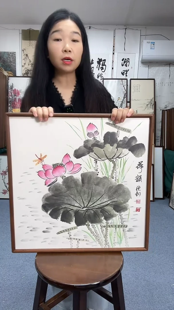 国画52*52实木画框京东包邮手绘