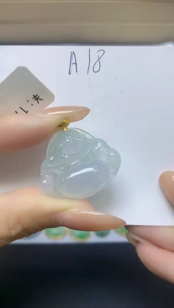 颈饰18K金镶嵌翡翠天然缅甸A货翡翠百元以上9元证书费自理