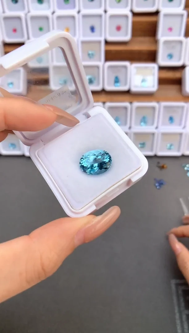 未镶嵌裸石定制海蓝宝石一**七6.44ct 超圣