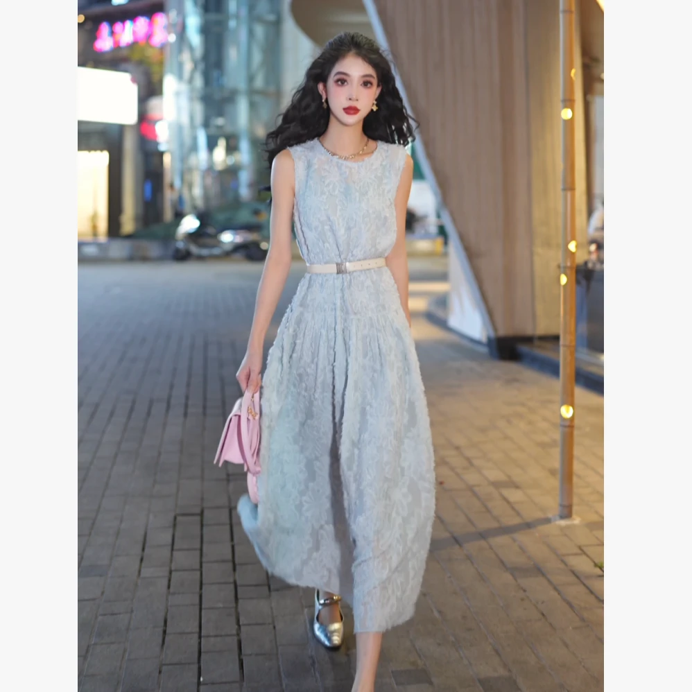 AMASS/阿玛施新品洋装新款显瘦优雅无袖连衣裙550014