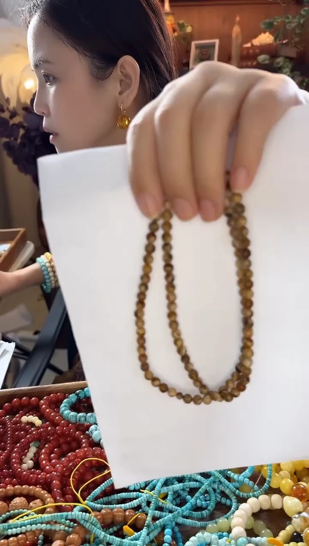 蜜蜡颈饰未镶嵌蜜蜡黄金溶洞长链