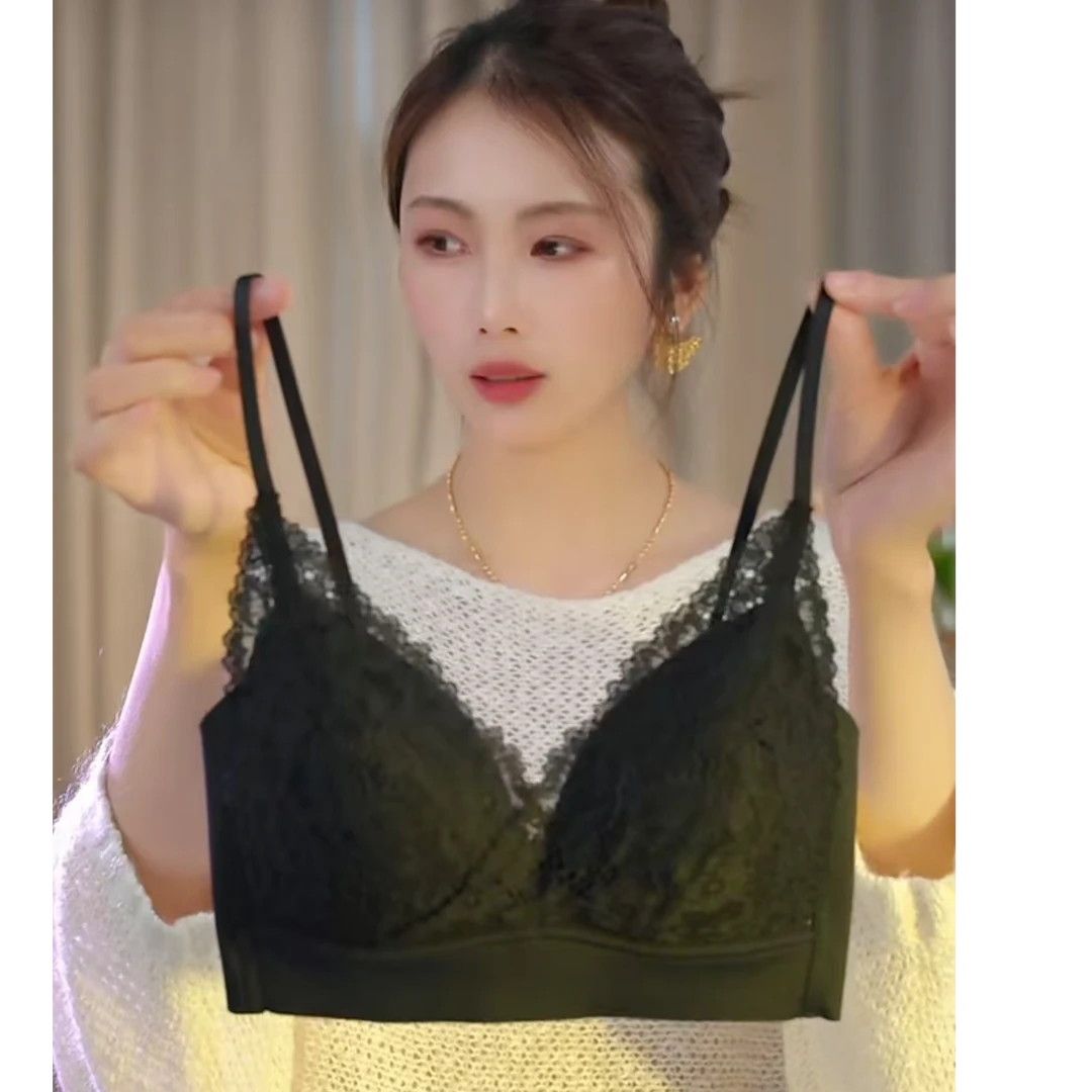 万络媞6216法式浪漫蕾丝吊带V领时尚轻奢亲肤舒适氛围感女士美背