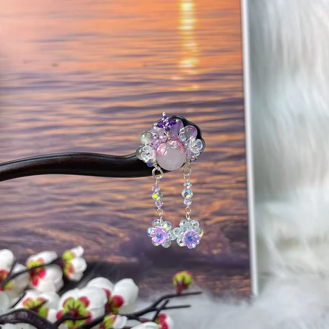 K359原创气质刀马旦流苏百搭款15公分发簪