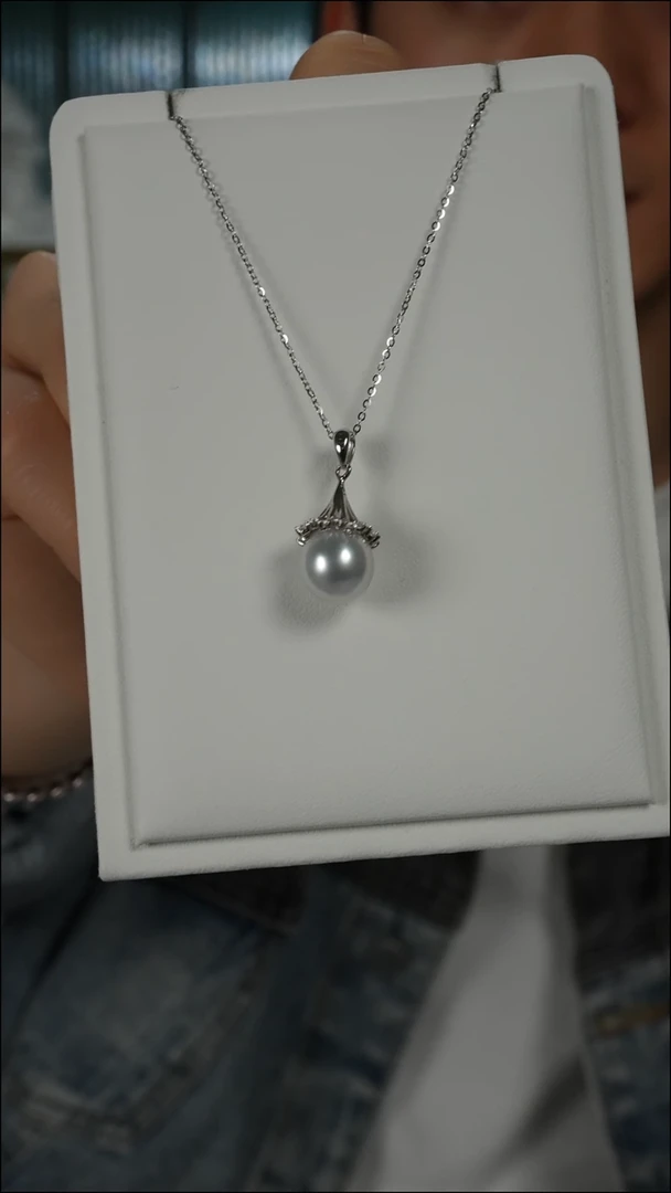 吊坠(赠链)银S925镶嵌海水珍珠澳白梨花款10-11mm