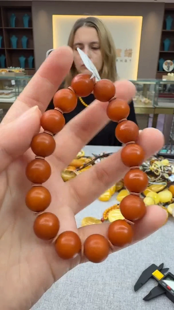 手链琥珀未镶嵌163号秒拍 假一罚三