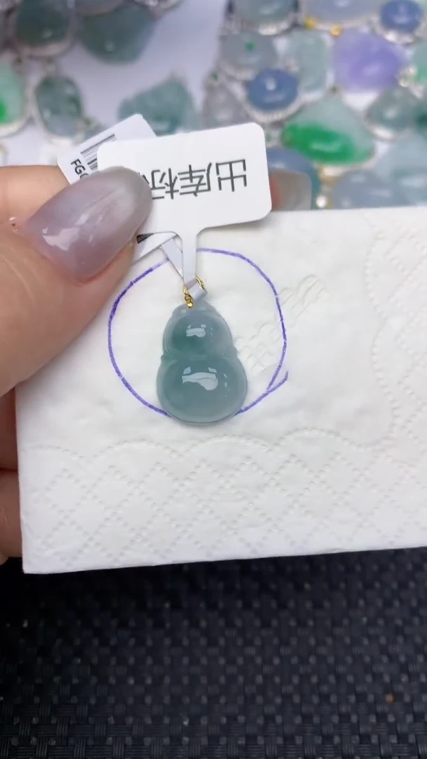 颈饰18K金镶嵌翡翠天然缅甸翡翠a货百元以上9元证书费自理