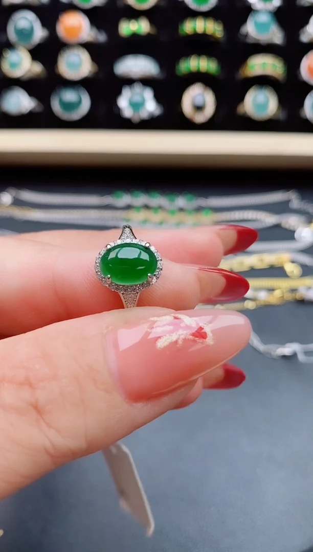 【闪购商品】翡翠戒指银S925镶嵌508005