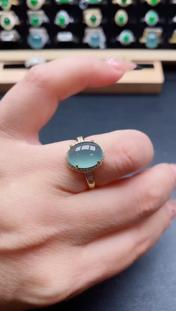 银S925镶嵌戒指翡翠1