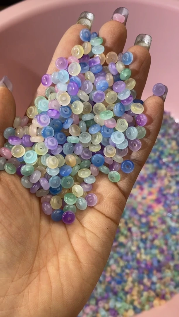 玻璃2829卡6渐变玉米算盘珠150颗混色