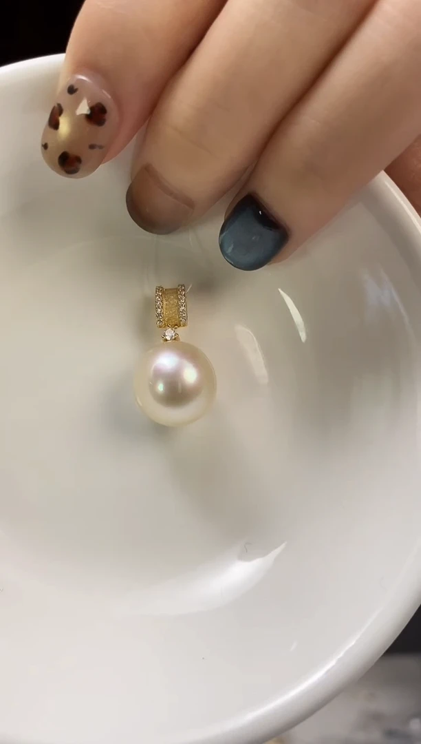 吊坠(不含链)银S925镶嵌海水珍珠13-14南洋金珍珠吊坠